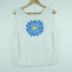 Vintage XL Tank Top Knit Sweater Vest Y2K Floral Soft Girl Cottagecore Preppy